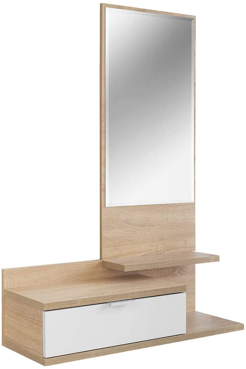 Recibidor Isaac de Hanabi Living, mueble con superficie de madera y espacio para llaves y objetos en la entrada del hogar.