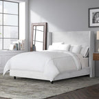Cama Miku de Hanabi Living, estructura de cama moderna con cabecera acolchada en tonos neutros, ideal para dormitorios elegantes.