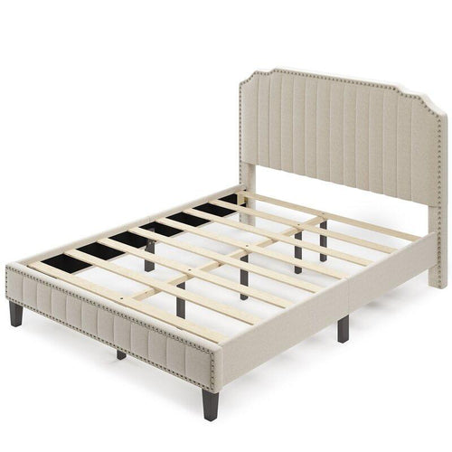 Cama Tomioka de Hanabi Living, estructura de madera sólida con cabecera moderna y acabado elegante para dormitorio.