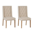 Silla de comedor Armin de Hanabi Living con estructura de madera y asiento acolchado en tela gris claro.