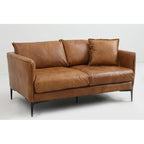 Sofá loveseat Oliver de cuero en color oliva, de la marca Hanabi Living, con diseño moderno y cómodo para sala de estar.