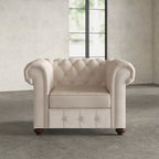 Poltrona Westham de Hanabi Living, silla Chesterfield con tapizado elegante y diseño clásico en color neutro.