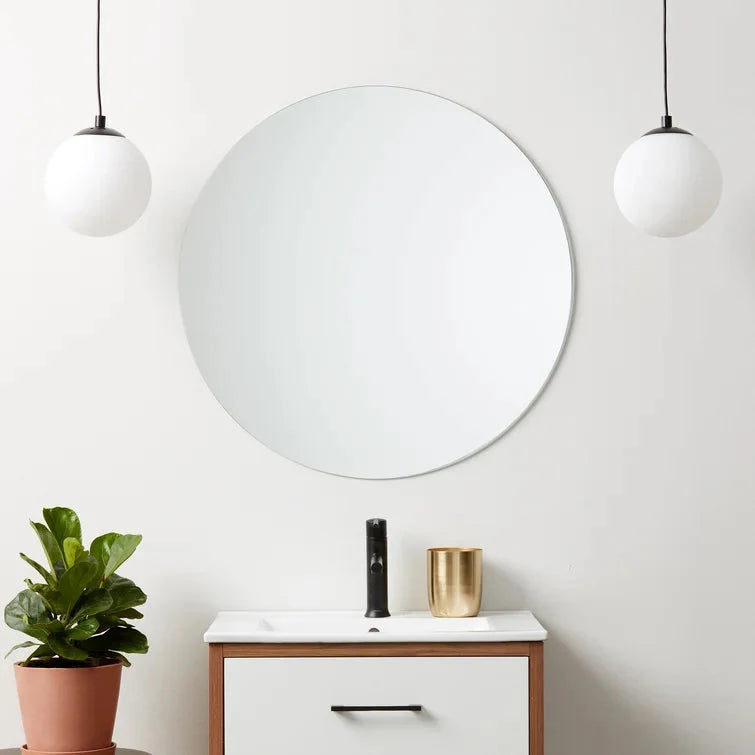 Espejo redondo de pared Miyo de Hanabi Living, marco de madera natural, diseño moderno para decorar espacios en el hogar.
