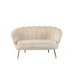 Sofá loveseat Asari de Hanabi Living en terciopelo azul con diseño curvado y brazos redondeados.