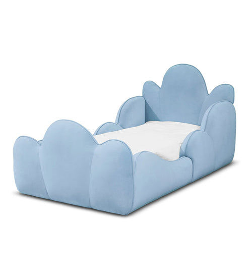 Cama infantil SENKU de Hanabi Living con estructura de madera y diseño moderno para niños, en color blanco.